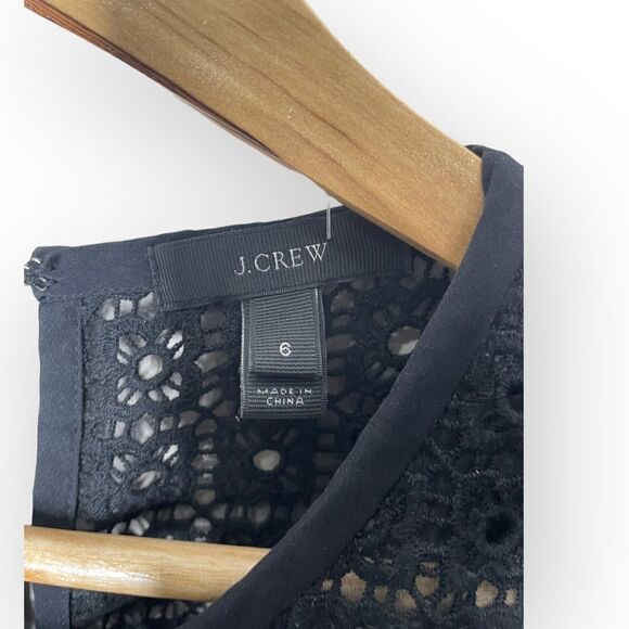 J. Crew Black Eyelet Dress #A2982 Size 6 - Picture 5 of 9